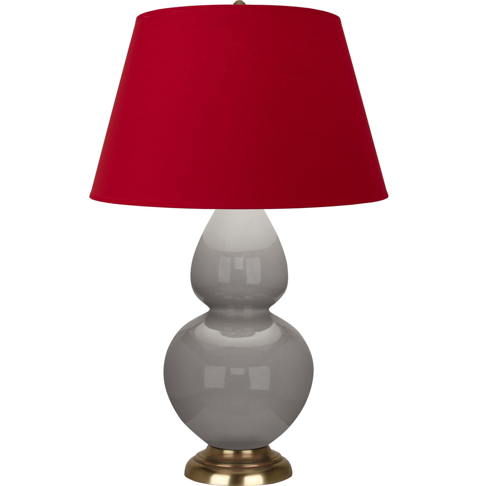 Image 2 Double Gourd 31"H Taupe And Brass Table Lamp w/ Black And Red Shade more views
