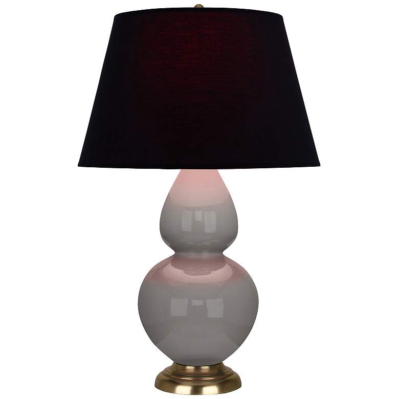Image 1 Double Gourd 31"H Taupe And Brass Table Lamp w/ Ink And Rose Shade