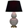 Double Gourd 31"H Taupe And Brass Table Lamp w/ Ink And Rose Shade