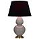 Double Gourd 31"H Taupe And Brass Table Lamp w/ Ink And Rose Shade