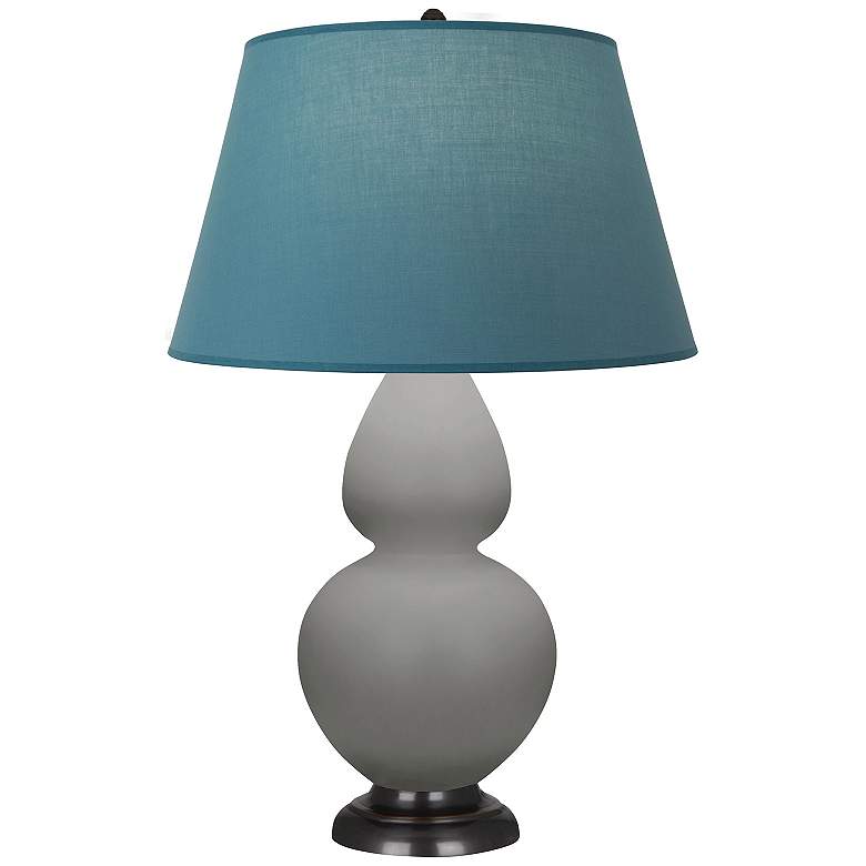Image 1 Double Gourd 31"H Taupe And Bronze Lamp w/ Bright Blue And Gray Shade