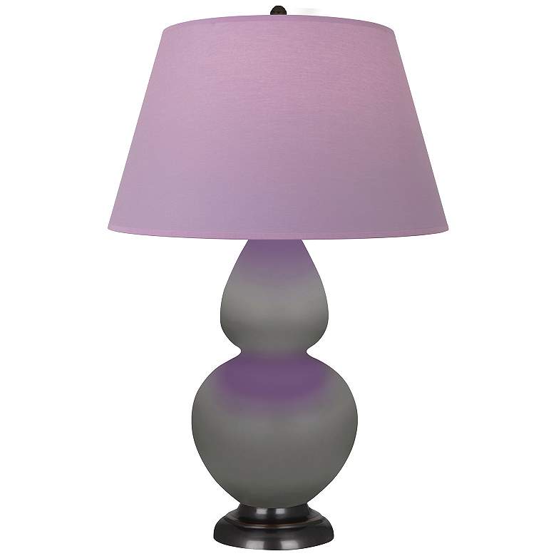 Image 1 Double Gourd 31"H Taupe And Bronze Lamp w/ Lavender And Plum Shade