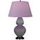 Double Gourd 31"H Taupe And Bronze Lamp w/ Lavender And Plum Shade
