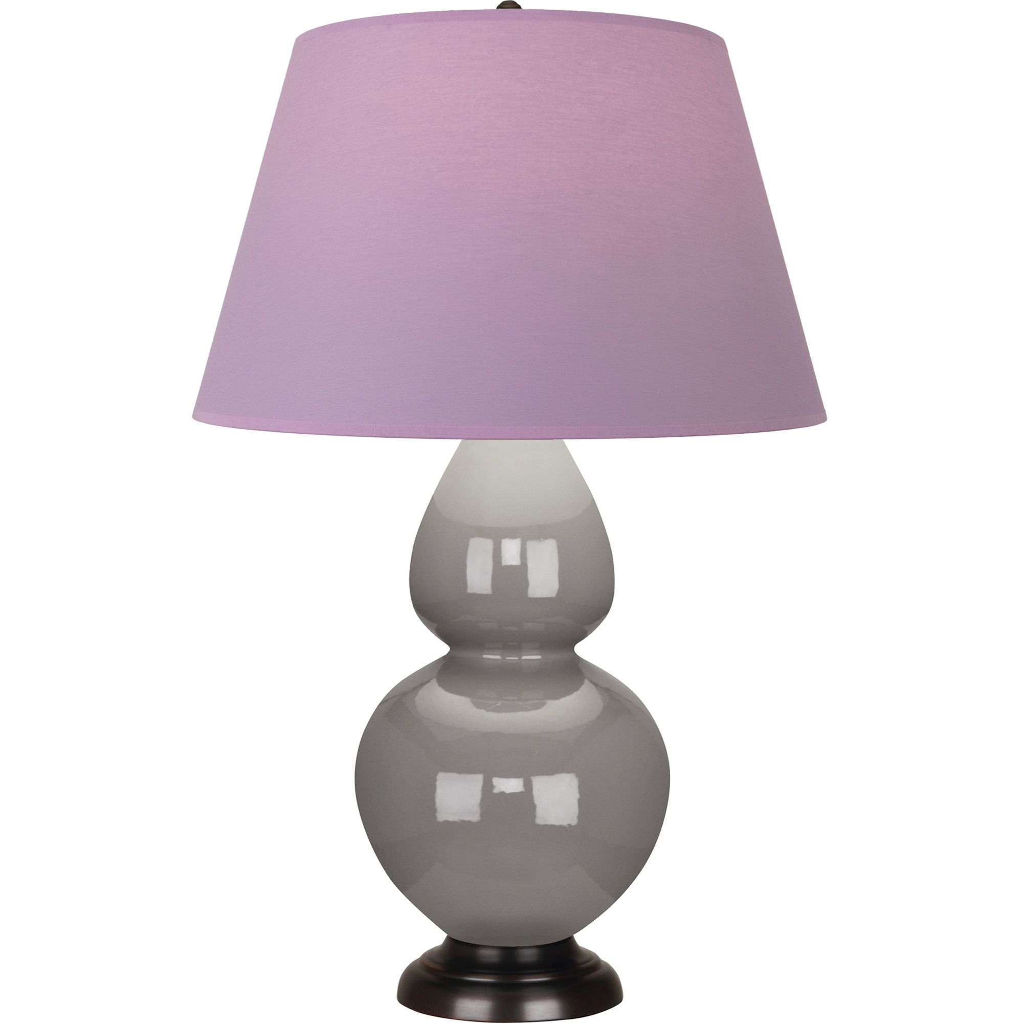 Image 2 Double Gourd 31"H Taupe And Bronze Lamp w/ Lavender And Plum Shade more views