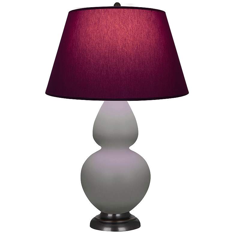 Image 1 Double Gourd 31"H Taupe And Bronze Lamp w/ Plum And Lavender Shade