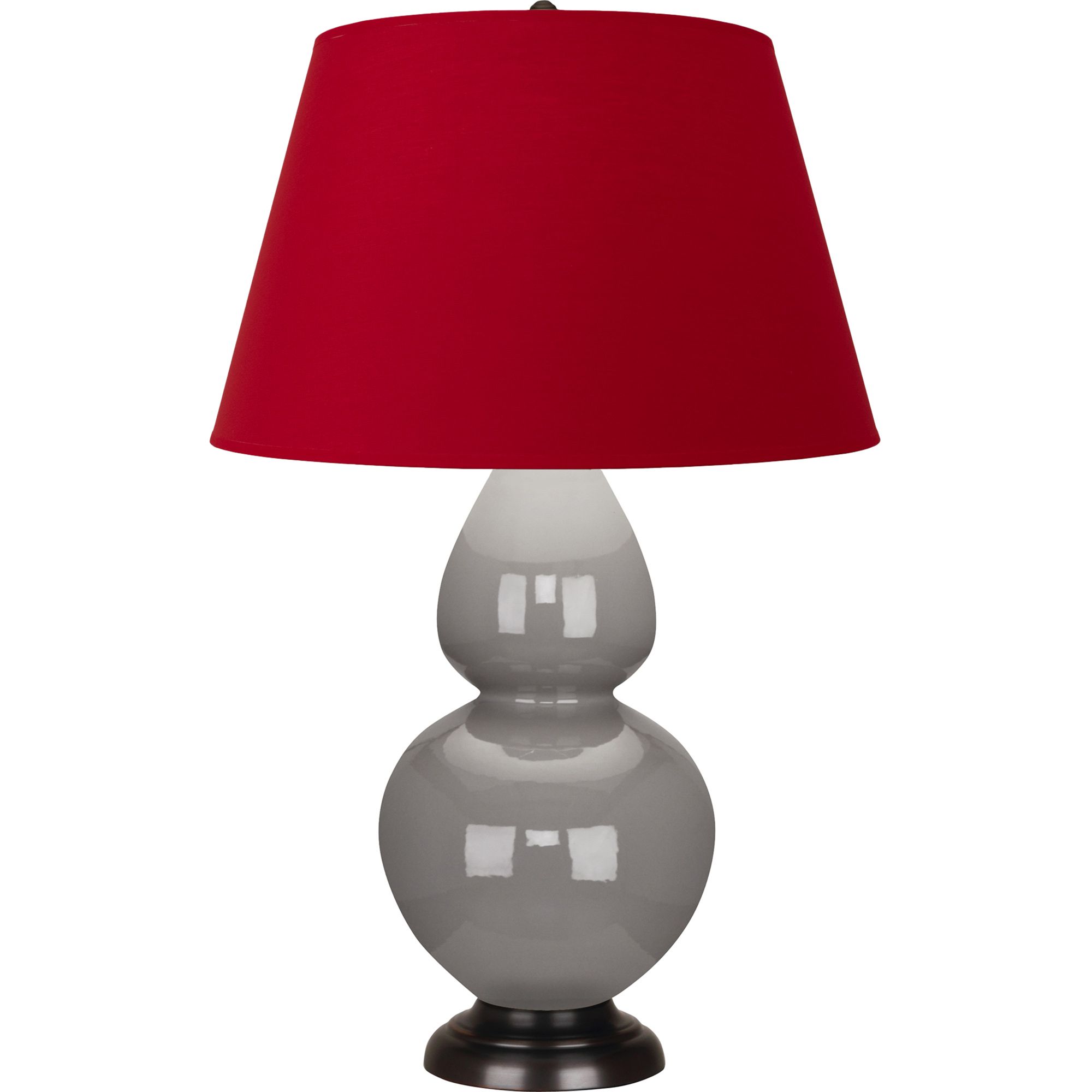 Image 2 Double Gourd 31"H Taupe And Bronze Table Lamp w/ Black And Red Shade more views