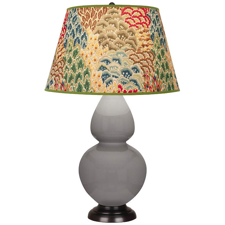 Image 1 Double Gourd 31"H Taupe And Bronze Table Lamp w/ Fall Floral Shade