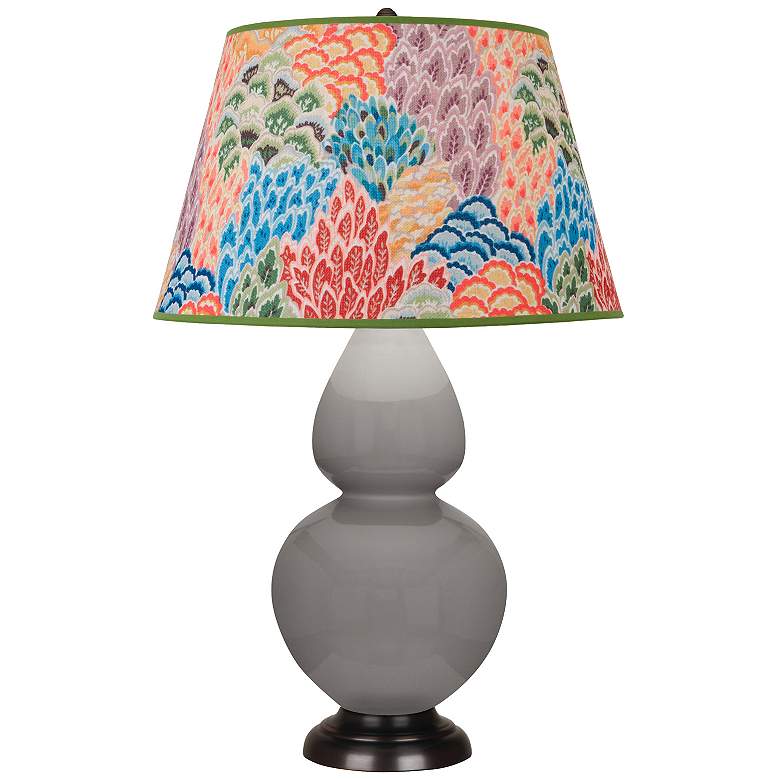 Image 1 Double Gourd 31"H Taupe And Bronze Table Lamp w/ Spring Floral Shade