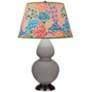 Double Gourd 31"H Taupe And Bronze Table Lamp w/ Spring Floral Shade