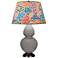 Double Gourd 31"H Taupe And Bronze Table Lamp w/ Spring Floral Shade