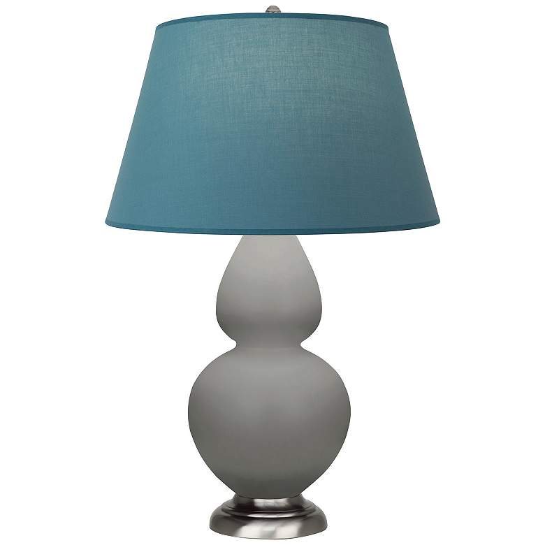 Image 1 Double Gourd 31"H Taupe And Silver Lamp w/ Bright Blue And Gray Shade