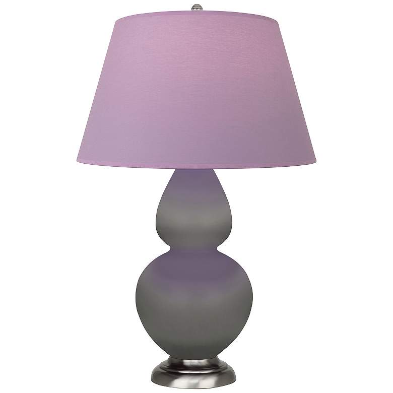 Image 1 Double Gourd 31"H Taupe And Silver Lamp w/ Lavender And Plum Shade