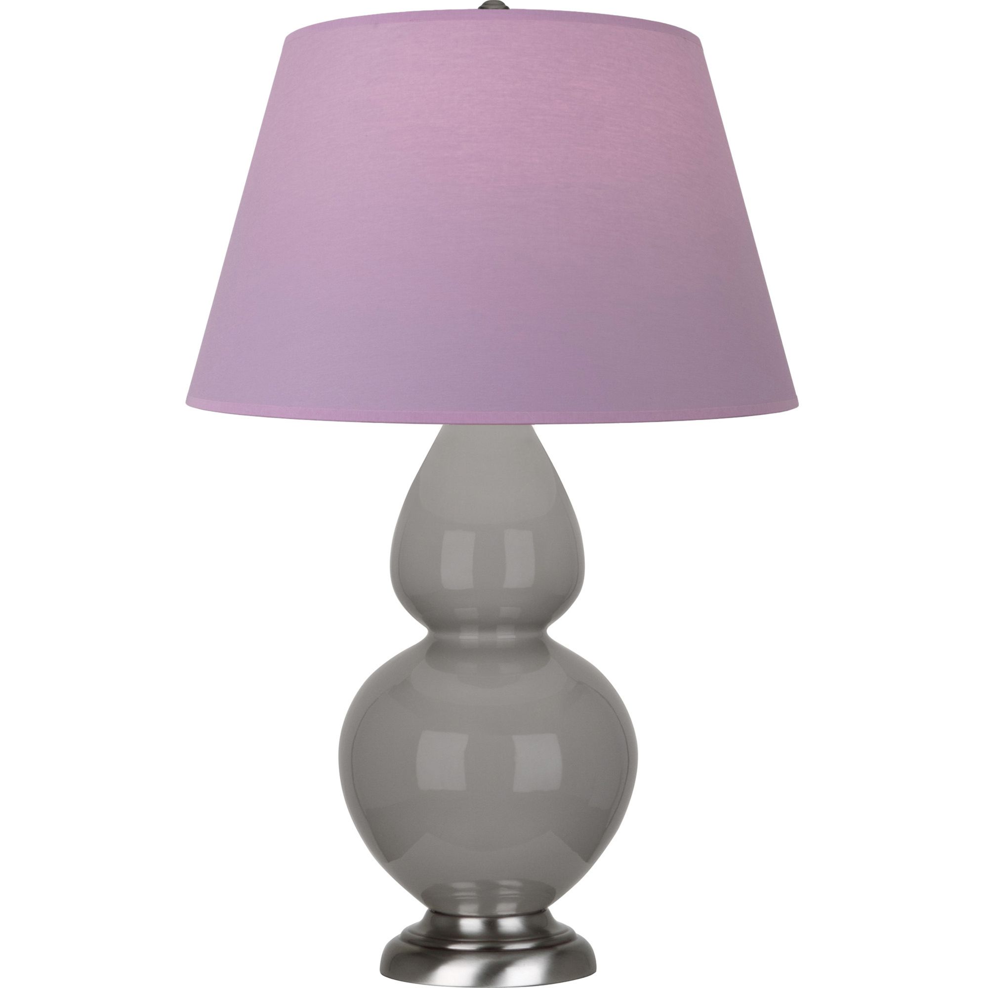 Image 2 Double Gourd 31"H Taupe And Silver Lamp w/ Lavender And Plum Shade more views