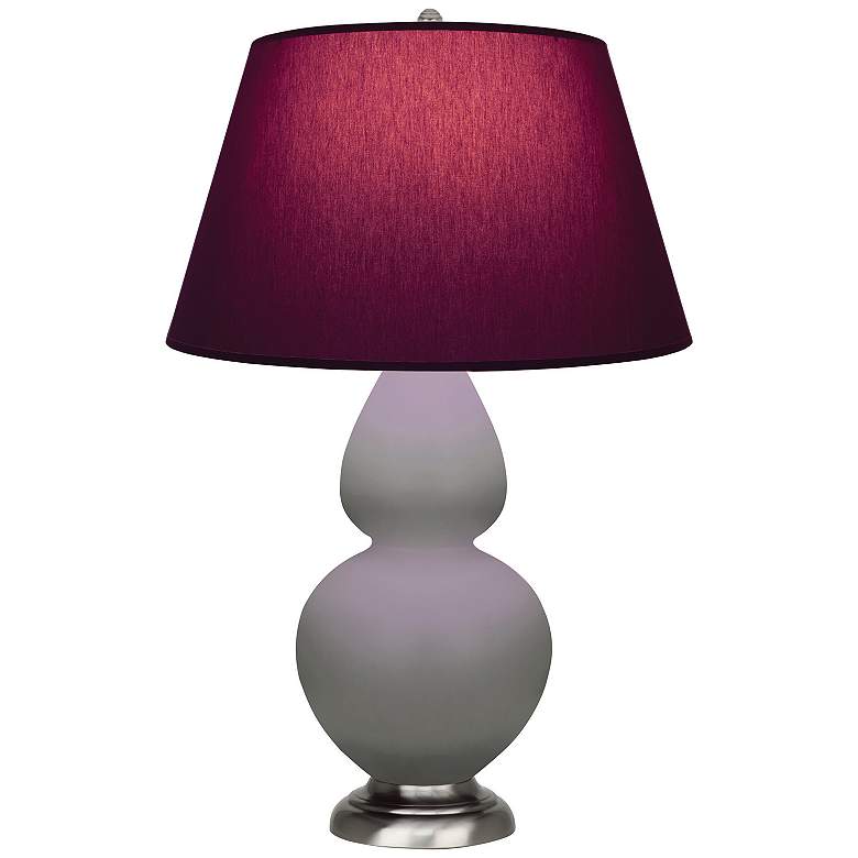 Image 1 Double Gourd 31"H Taupe And Silver Lamp w/ Plum And Lavender Shade