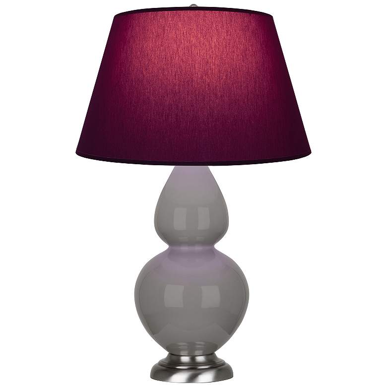 Image 1 Double Gourd 31"H Taupe And Silver Lamp w/ Plum And Lavender Shade