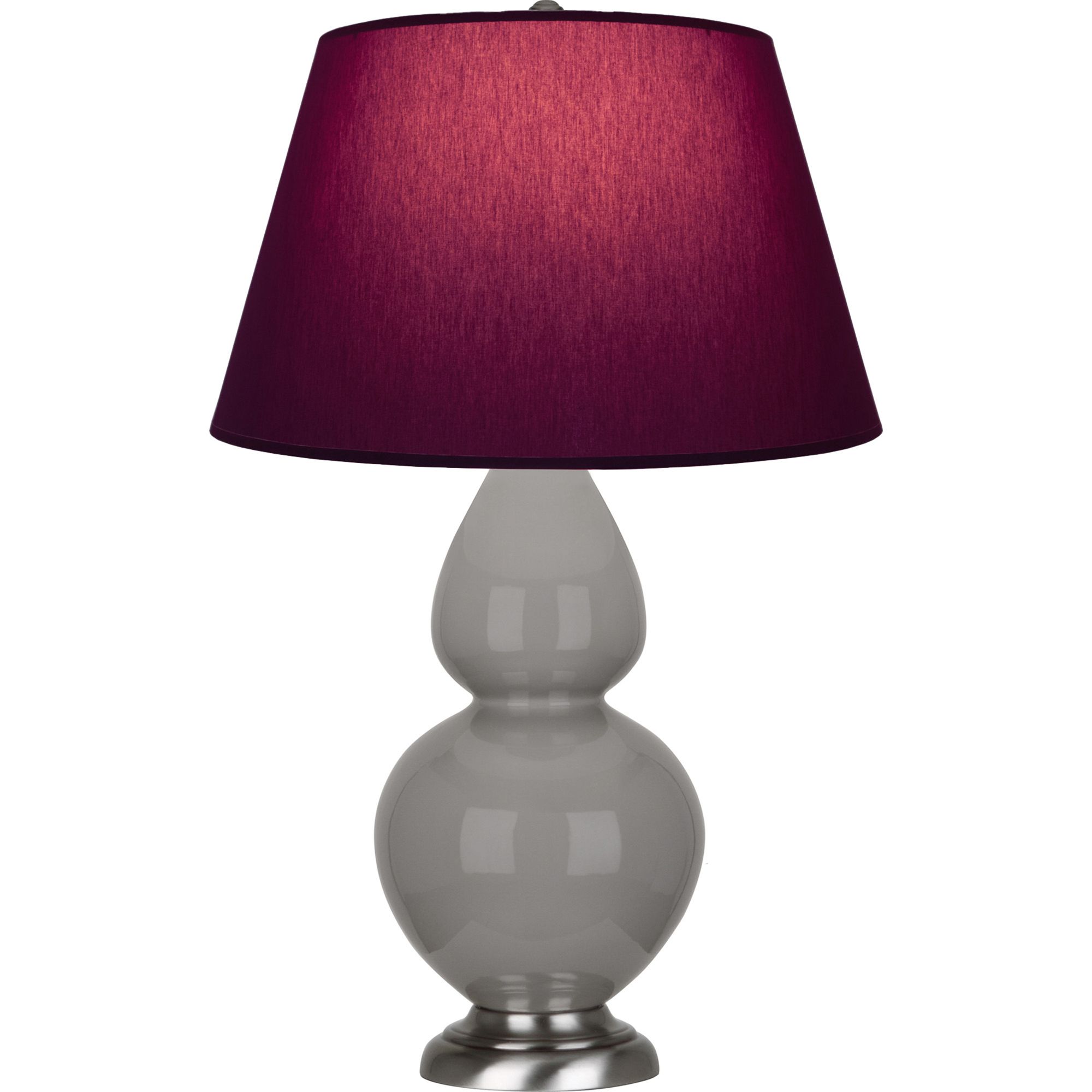 Image 2 Double Gourd 31"H Taupe And Silver Lamp w/ Plum And Lavender Shade more views