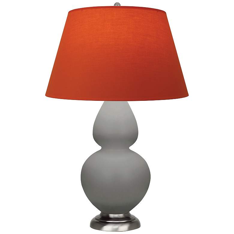 Image 1 Double Gourd 31"H Taupe And Silver Lamp w/ Tangerine And Taupe Shade