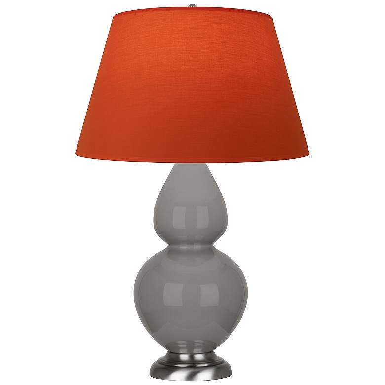 Image 1 Double Gourd 31"H Taupe And Silver Lamp w/ Tangerine And Taupe Shade
