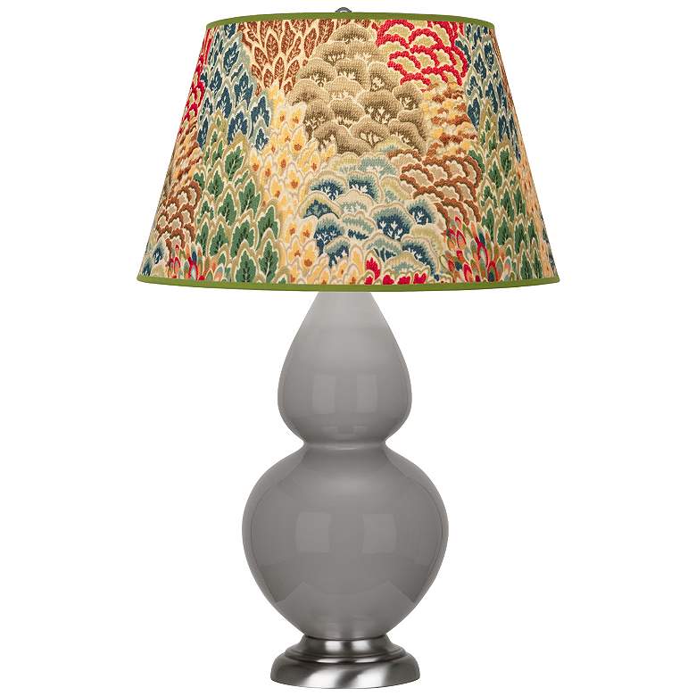 Image 1 Double Gourd 31"H Taupe And Silver Table Lamp w/ Fall Floral Shade