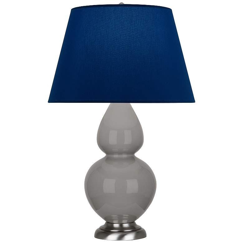Image 1 Double Gourd 31"H Taupe And Silver Table Lamp w/ Navy And Gray Shade