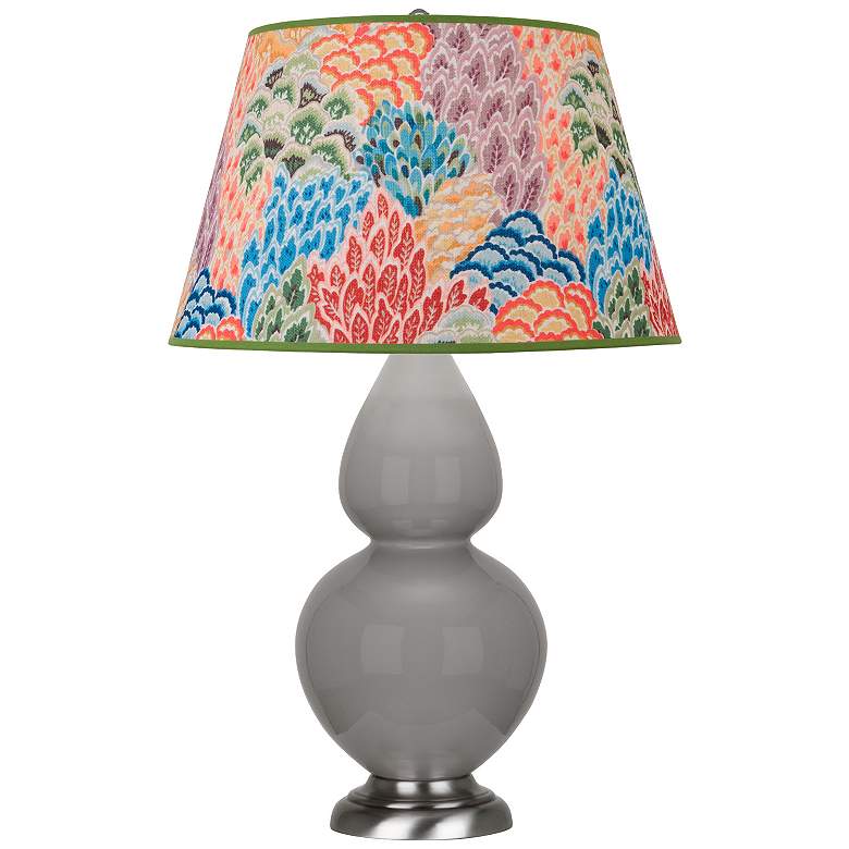 Image 1 Double Gourd 31"H Taupe And Silver Table Lamp w/ Spring Floral Shade
