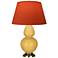 Double Gourd 31"H Yellow And Brass Lamp w/ Tangerine And Taupe Shade