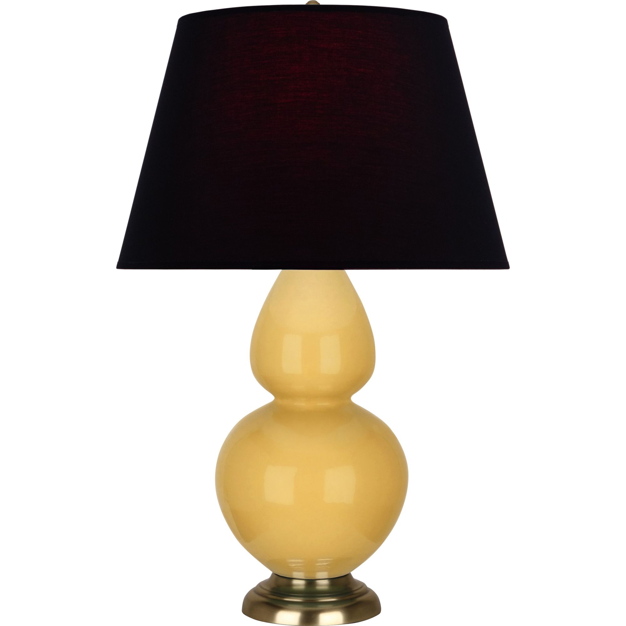 Image 2 Double Gourd 31"H Yellow And Brass Table Lamp w/ Black And Red Shade more views