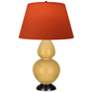Double Gourd 31"H Yellow And Bronze Lamp w/ Tangerine And Taupe Shade
