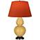 Double Gourd 31"H Yellow And Bronze Lamp w/ Tangerine And Taupe Shade