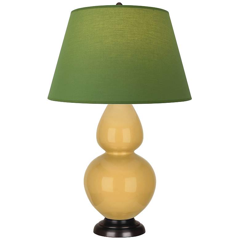 Image 1 Double Gourd 31"H Yellow And Bronze Lamp w/ Tea Green And Taupe Shade