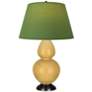 Double Gourd 31"H Yellow And Bronze Lamp w/ Tea Green And Taupe Shade