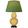 Double Gourd 31"H Yellow And Bronze Lamp w/ Tea Green And Taupe Shade