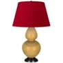 Double Gourd 31"H Yellow And Bronze Table Lamp w/ Black And Red Shade