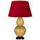 Double Gourd 31"H Yellow And Bronze Table Lamp w/ Black And Red Shade