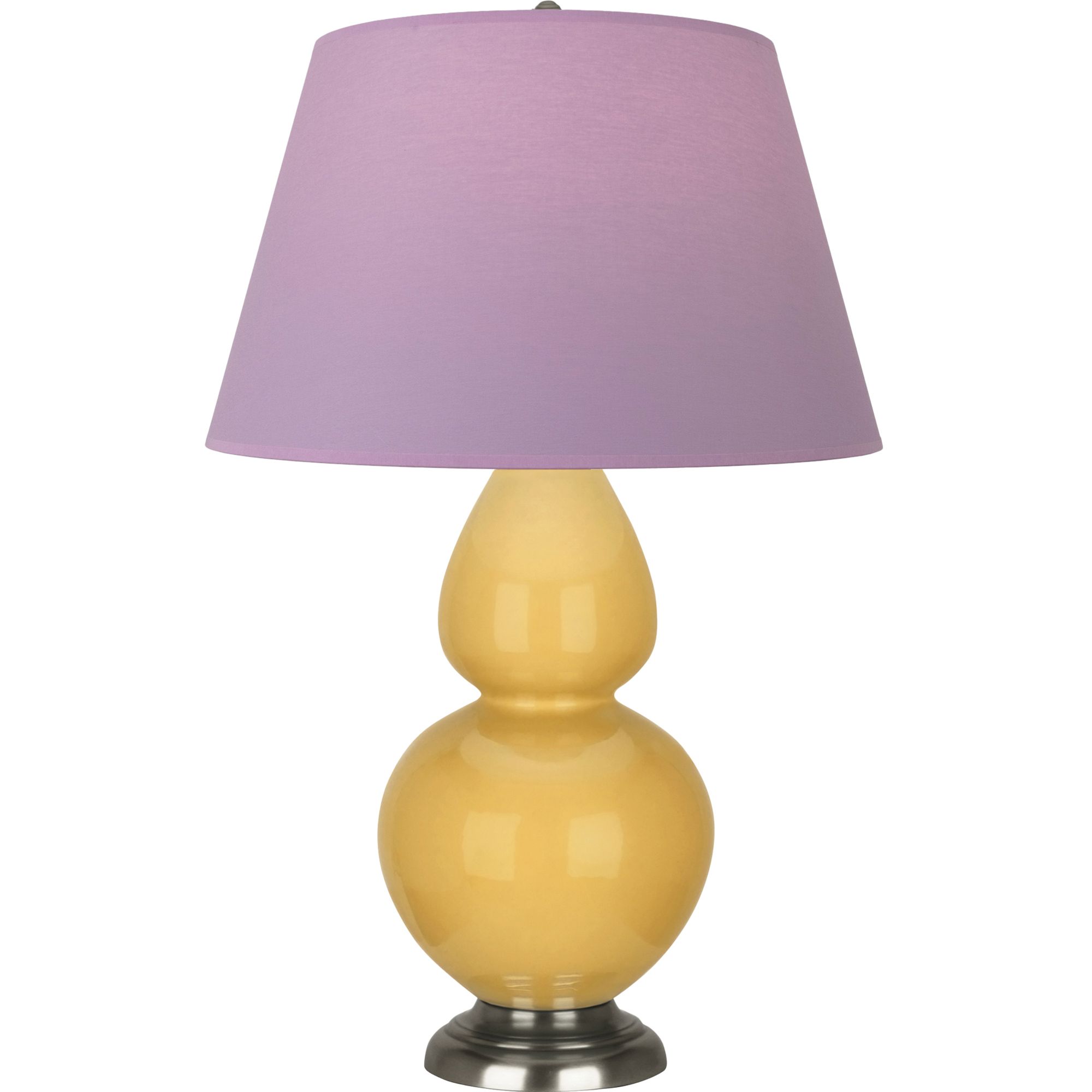 Image 2 Double Gourd 31"H Yellow And Silver Lamp w/ Lavender And Plum Shade more views