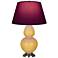 Double Gourd 31"H Yellow And Silver Lamp w/ Plum And Lavender Shade