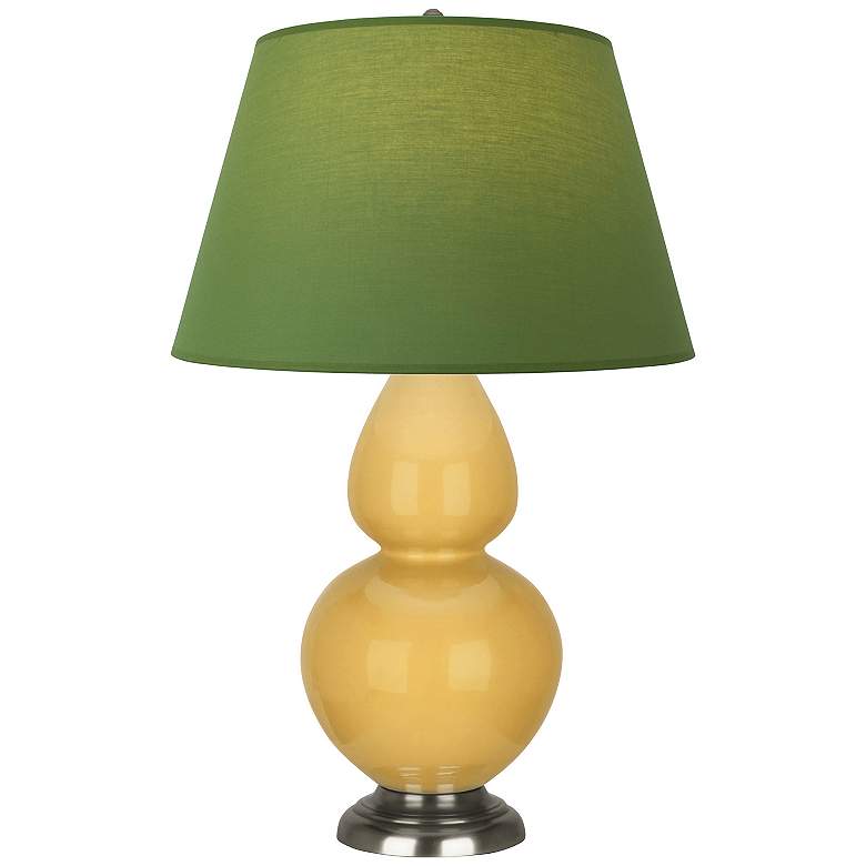 Image 1 Double Gourd 31"H Yellow And Silver Lamp w/ Tea Green And Taupe Shade