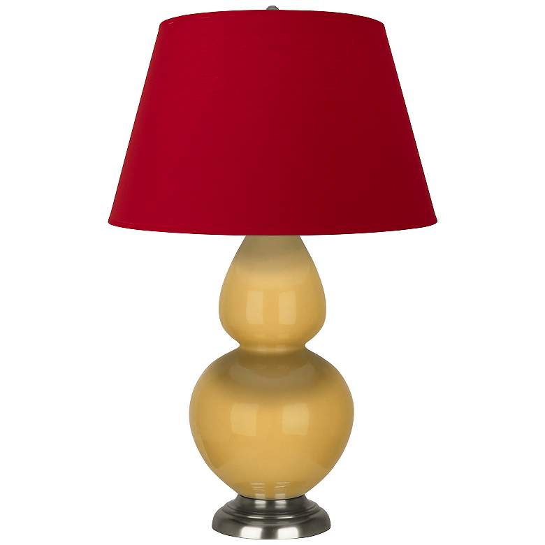 Image 1 Double Gourd 31"H Yellow And Silver Table Lamp w/ Black And Red Shade
