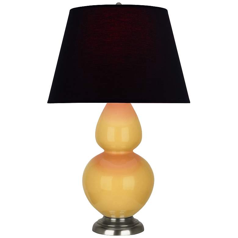 Image 1 Double Gourd 31"H Yellow And Silver Table Lamp w/ Ink And Rose Shade