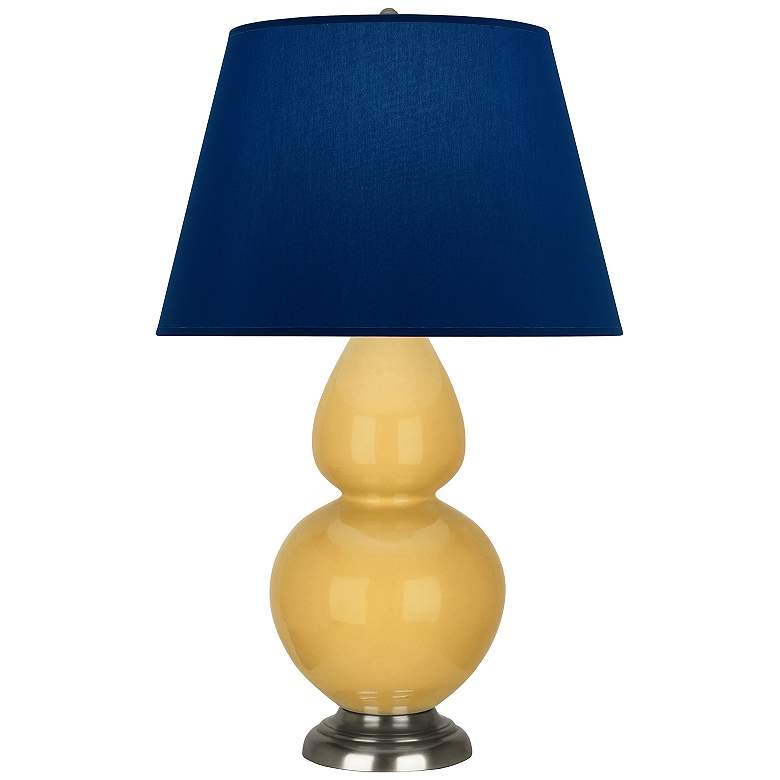 Image 1 Double Gourd 31"H Yellow And Silver Table Lamp w/ Navy And Gray Shade