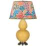 Double Gourd 31"H Yellow And Silver Table Lamp w/ Spring Floral Shade