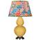 Double Gourd 31"H Yellow And Silver Table Lamp w/ Spring Floral Shade