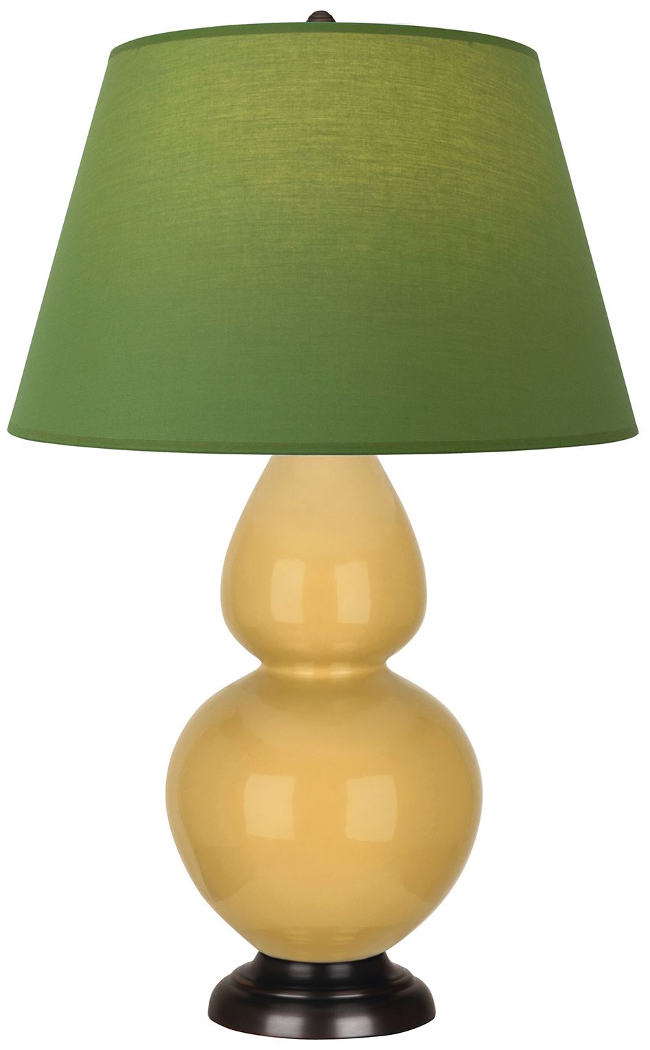 Double Gourd 31"H Yellow & Bronze Lamp w/ Tea Green & Taupe Made to Order