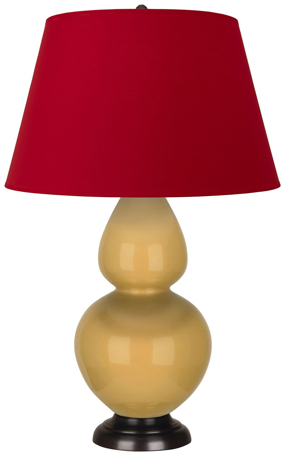 Double Gourd 31"H Yellow & Bronze Table Lamp w/ Black & Red Made to Order