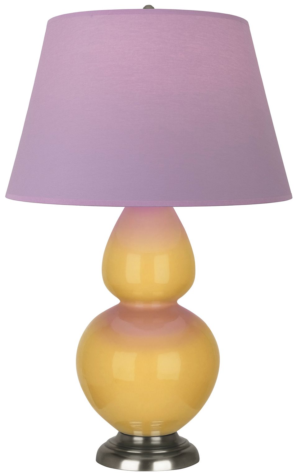 Double Gourd 31"H Yellow & Silver Lamp w/ Lavender & Plum Made to Order