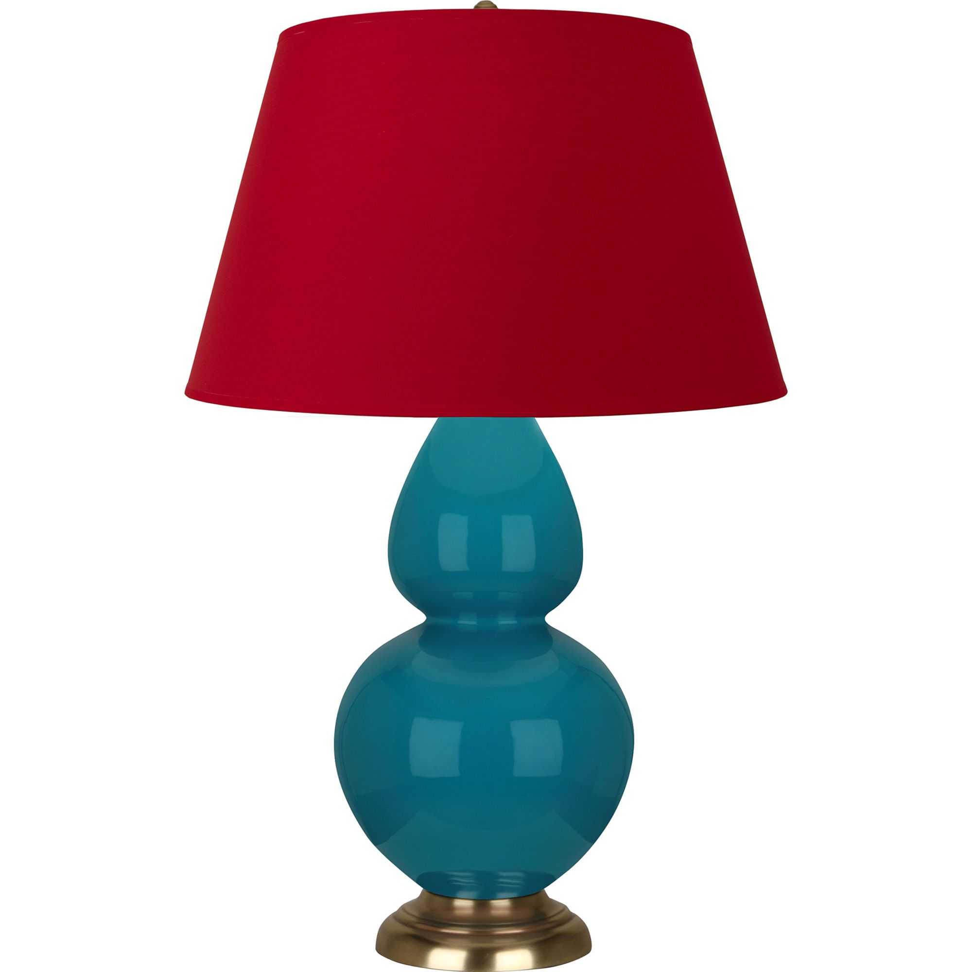 Image 2 Double Gourd 31" High Peacock Table Lamp With Black And Red Shade more views
