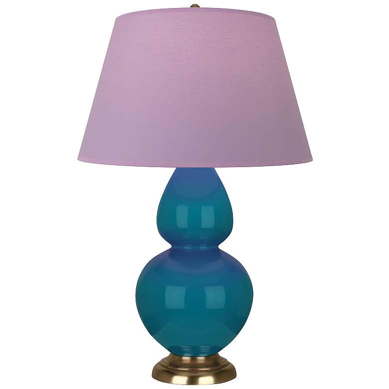 Image 1 Double Gourd 31" High Peacock Table Lamp With Lavender And Plum Shade