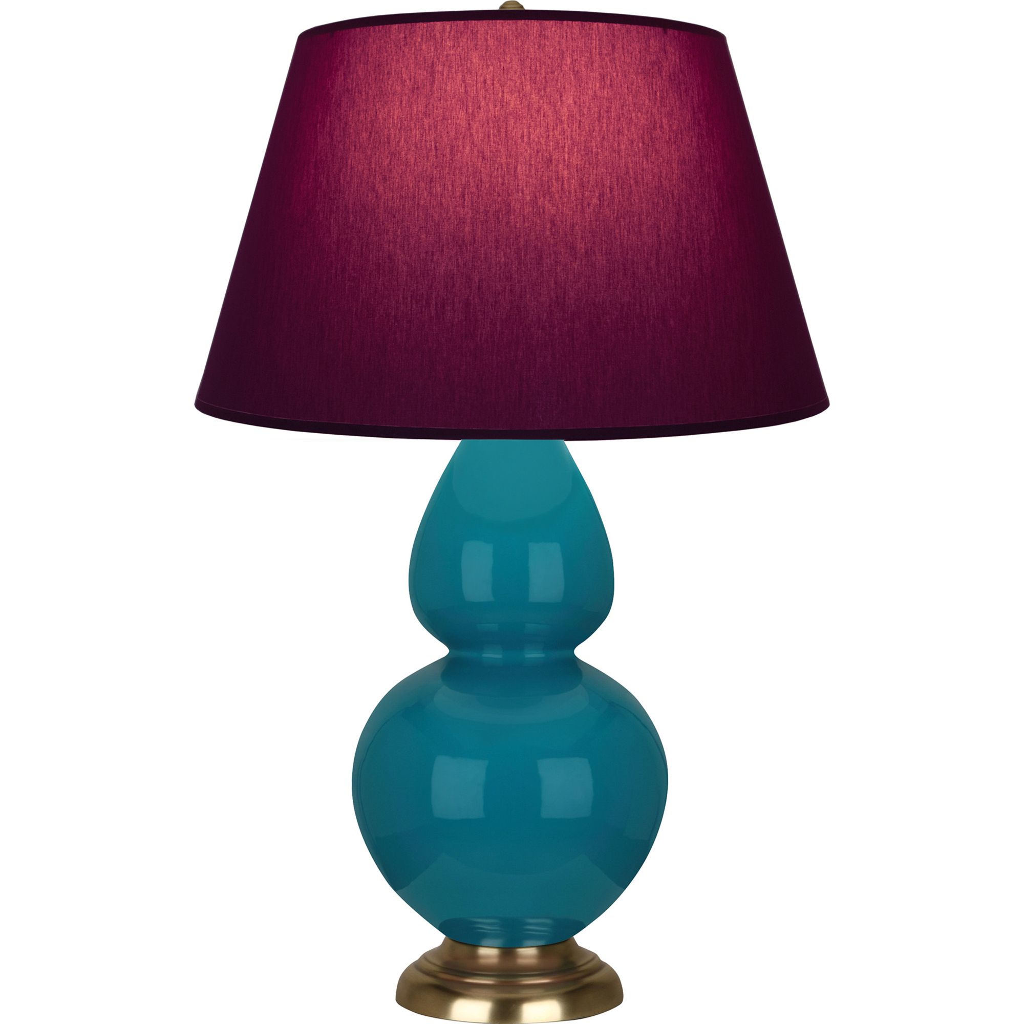 Image 2 Double Gourd 31" High Peacock Table Lamp With Plum And Lavender Shade more views