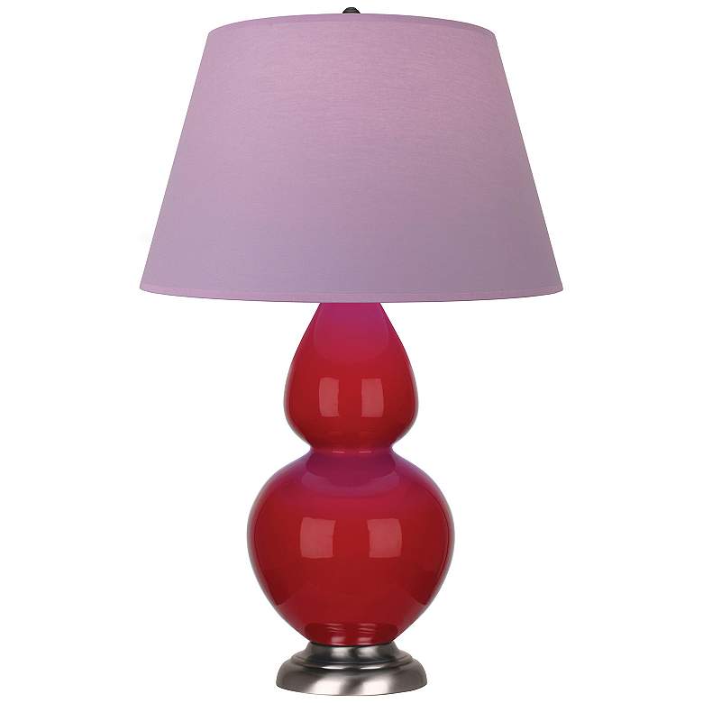 Image 1 Double Gourd 31" High Ruby Red Base Table Lamp With Lavender Shade