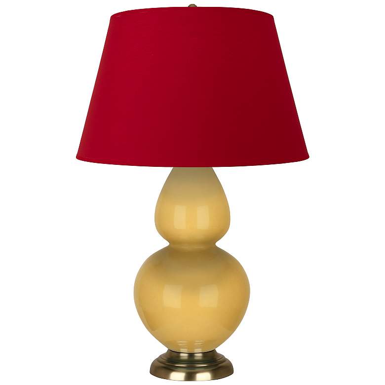 Image 1 Double Gourd 31" High Sunset And Antique Brass Table Lamp